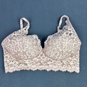 Maidenform Floral Lace Longline Underwire Bra Beige 34C 03204P DM1186